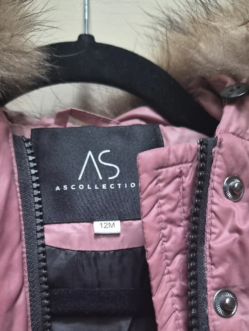 Girls Pink Down Puffer Jacket with Fur Hood
